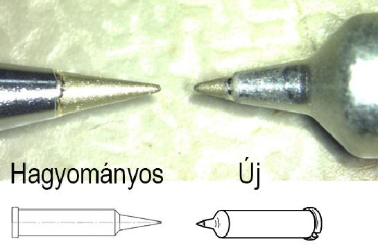 3. ábra. Az új, hegyes-kúpos pákacsúcs munkafelülete a lehető legközelebb van a fűtőbetéthez 3. ábra. Az új, hegyes-kúpos pákacsúcs munkafelülete a lehető legközelebb van a fűtőbetéthez